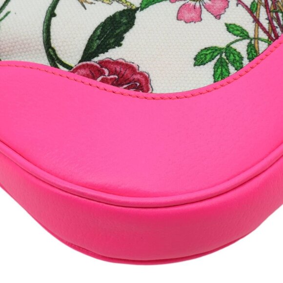 Gucci  Flora Jackie Medium Canvas Hobo Bag Pink 550152 - Picture 6 of 10